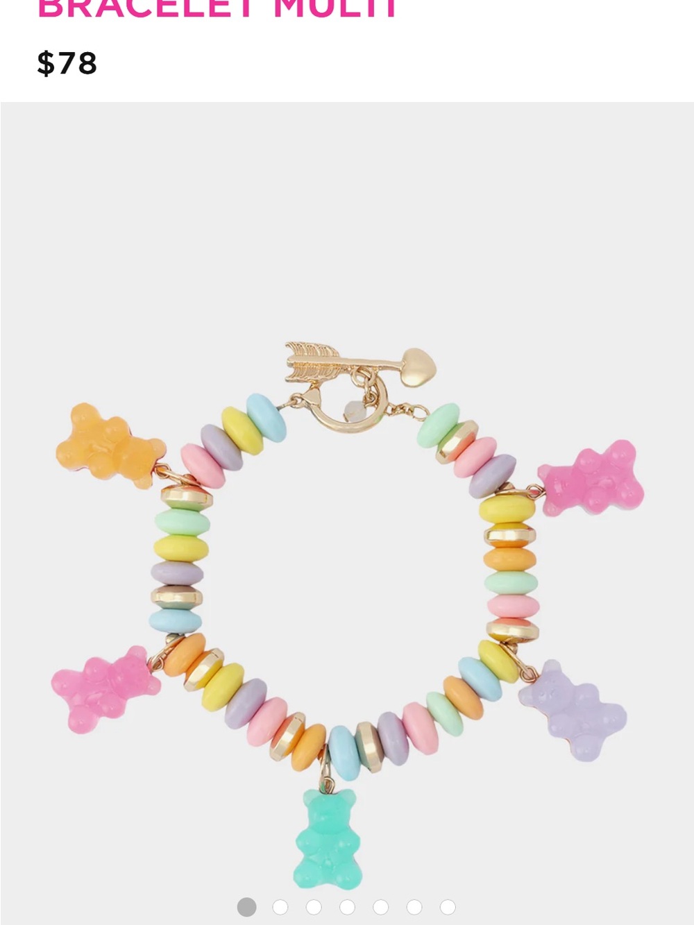 Betsey Johnson Bead Necklace with Pink Gummy Bear Pendant and Bracelet NWT - Picture 5 of 5